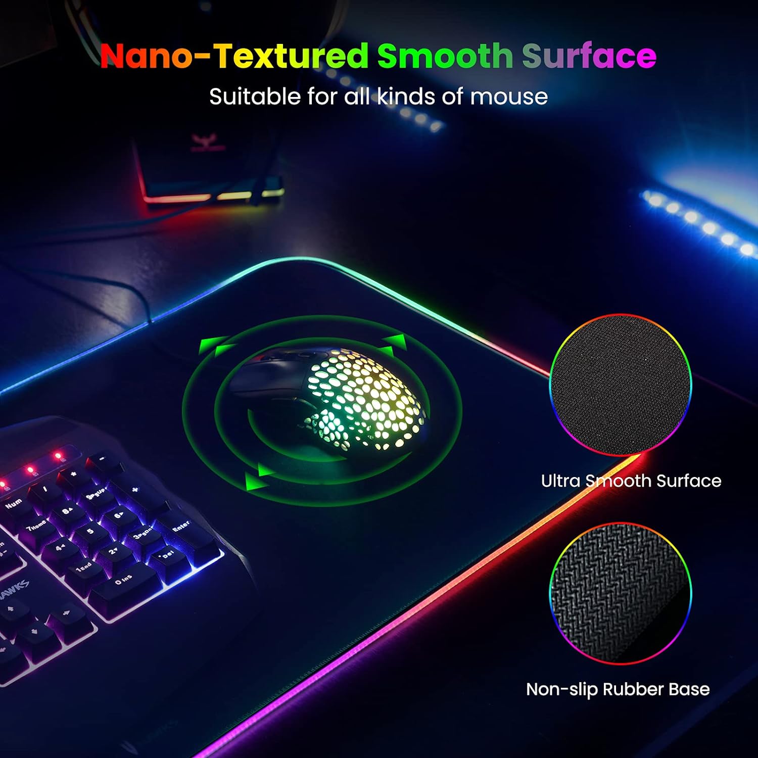 Kudo's Smart Wireless Charging RGB Desk Mat