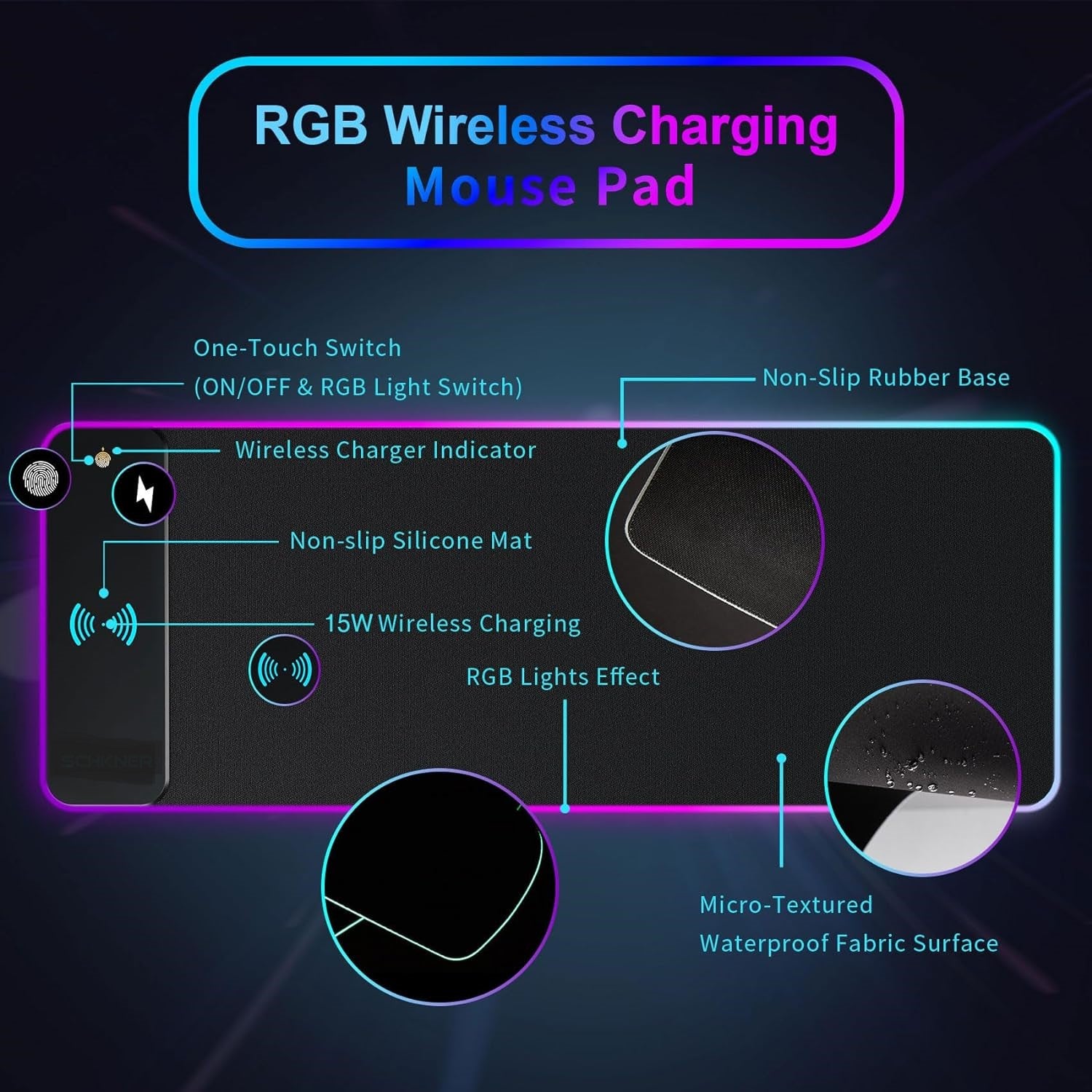 Kudo's Smart Wireless Charging RGB Desk Mat