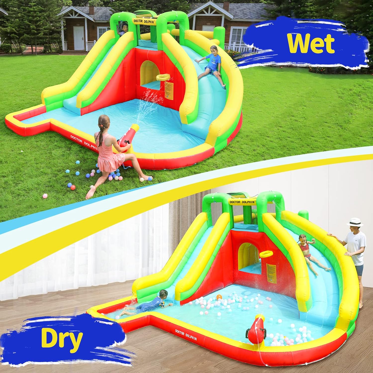 Doctor Dolphin Jumping Castle and Water Slides Model 73018