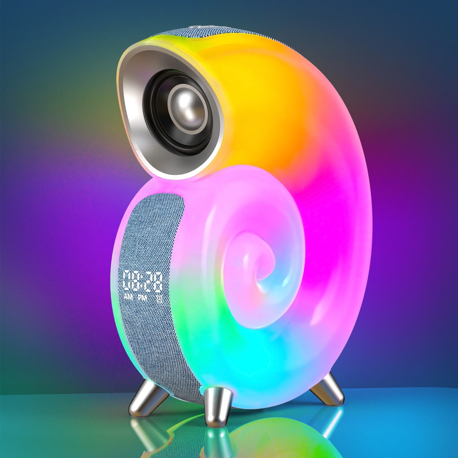 Smart 6 in 1 RGB Bluetooth Speaker with Alarm Clock (With Battery)